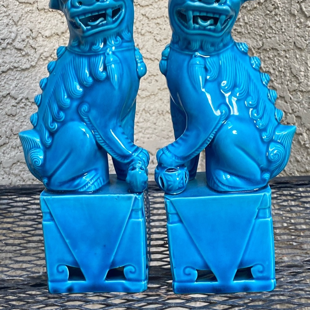 Blue Foo Dog Statues - Picture 4 of 17